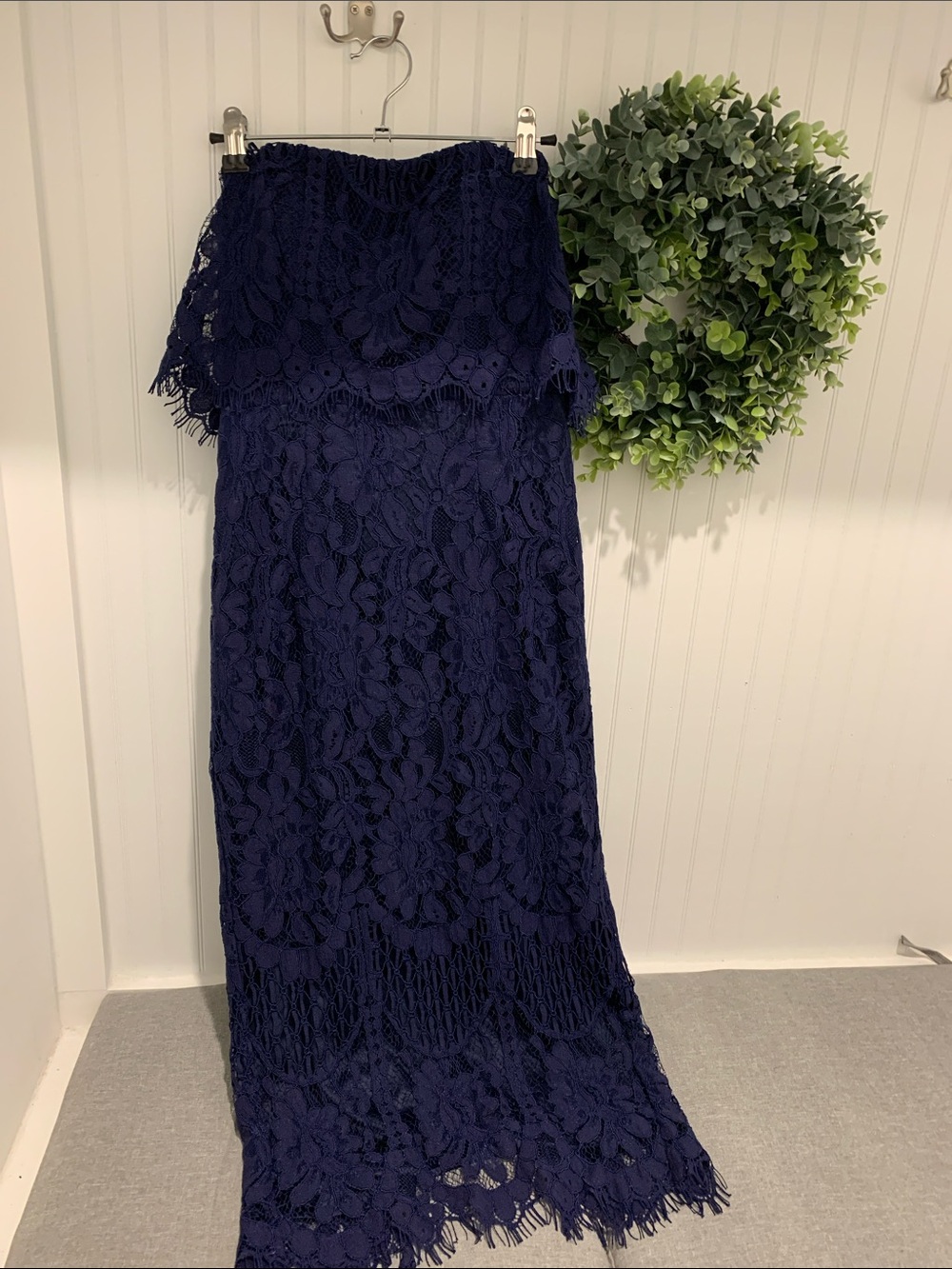 Samantha Rose Strapless Navy Lace midi Dress 8 NWT